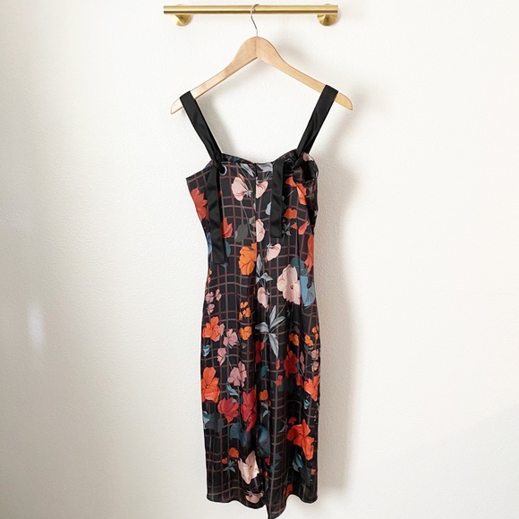 MANGO Suit Floral + Plaid Midi Dress - Size 4 - Picture 13 of 14